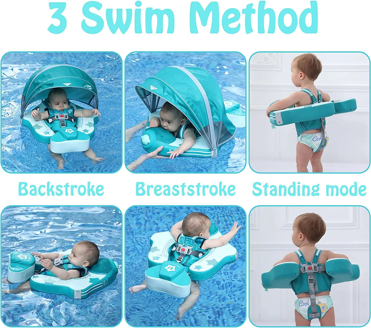 Heccei Airplane Baby Pool Float With Sun Canopy And Handle
