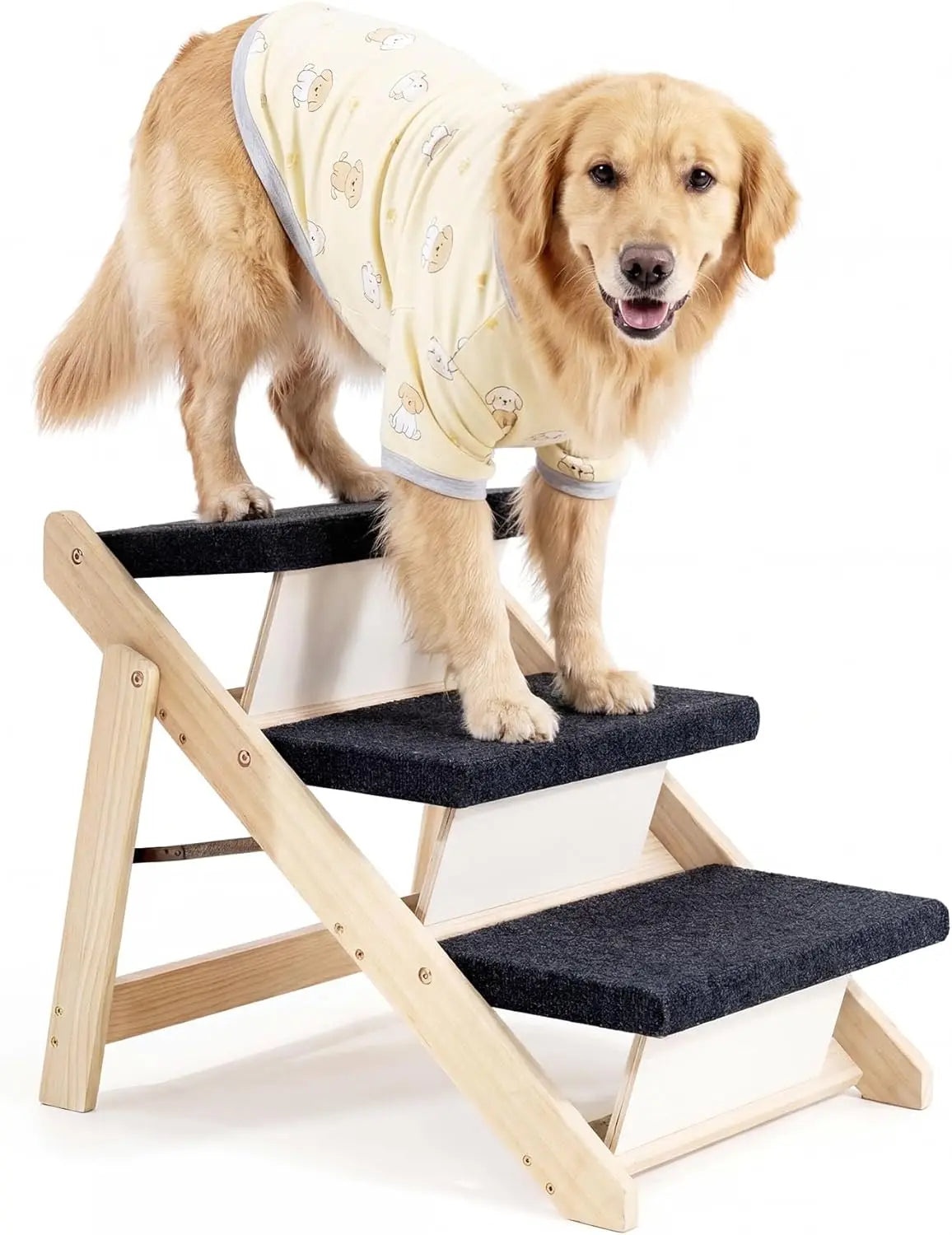 Durable Wood Pet Stairs And Ramp For Senior Pets 2in1 Foldable Grip