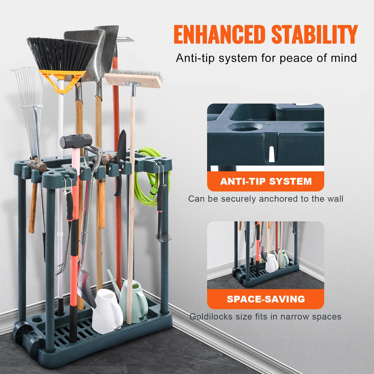 SucceBuy Premium 10 Slots Garden Tool Rack For Home Storage