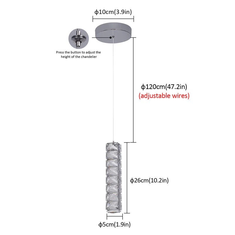 GreeLustr Modern Crystal Pendant Indoor Ceiling Lamp
