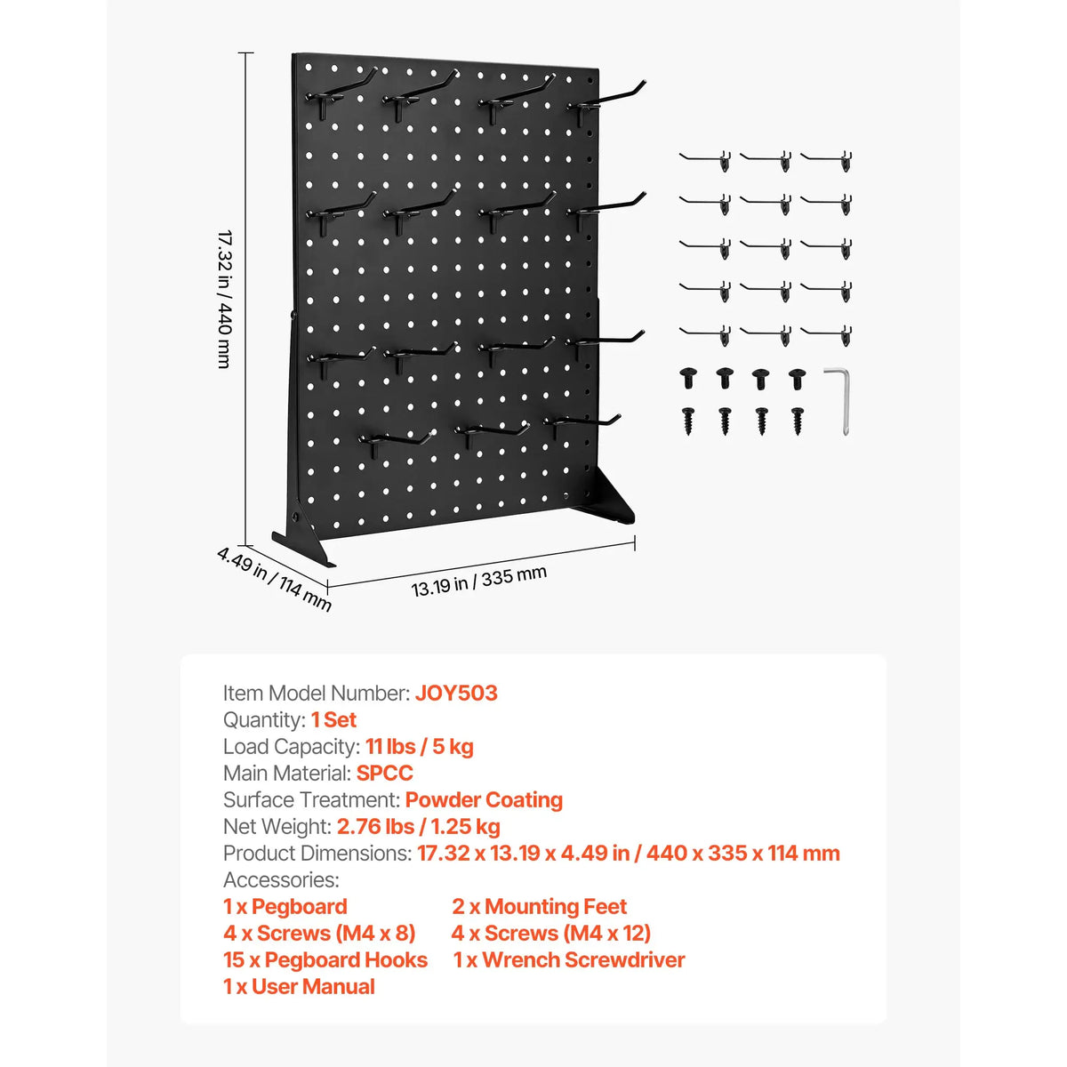SucceBuy 1/2Sets Pegboard Display Stand 17x13in Tabletop Steel Peg Board Panel with 15 Hooks for Grocery Retail Jewelry Store