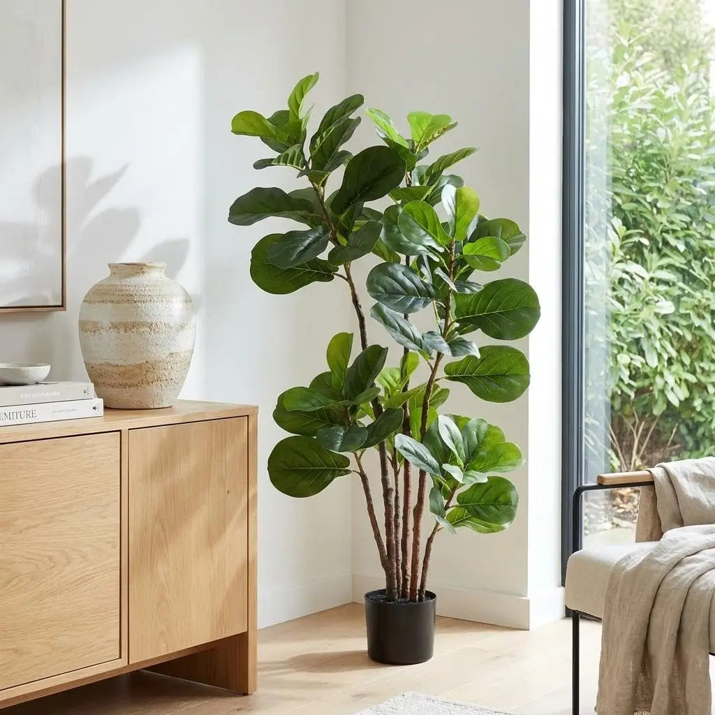 Lifelike 4ft Artificial Fiddle Leaf Fig Tree Indoors