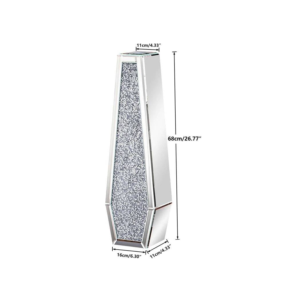 Modern Crushed Diamond Mirrored Glass Floor Flower Vase