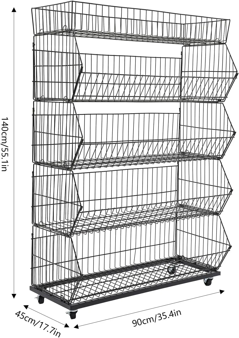 Industrial Wire Metal Mobile Storage Shelf Retail Display Rack