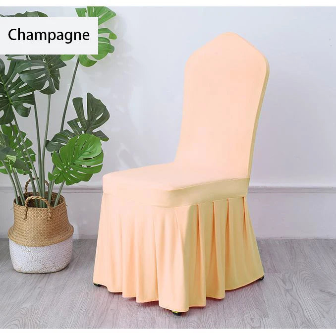 50/100pcs White Chair Cover Pleated skirt Spandex Seat Protector Covers for Hotel Banquet Party Events Wedding Decoration