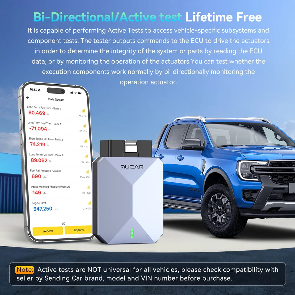 MUCAR BT200 OBD2 Car Diagnostic Scanner For Drivers With Lifetime Updates