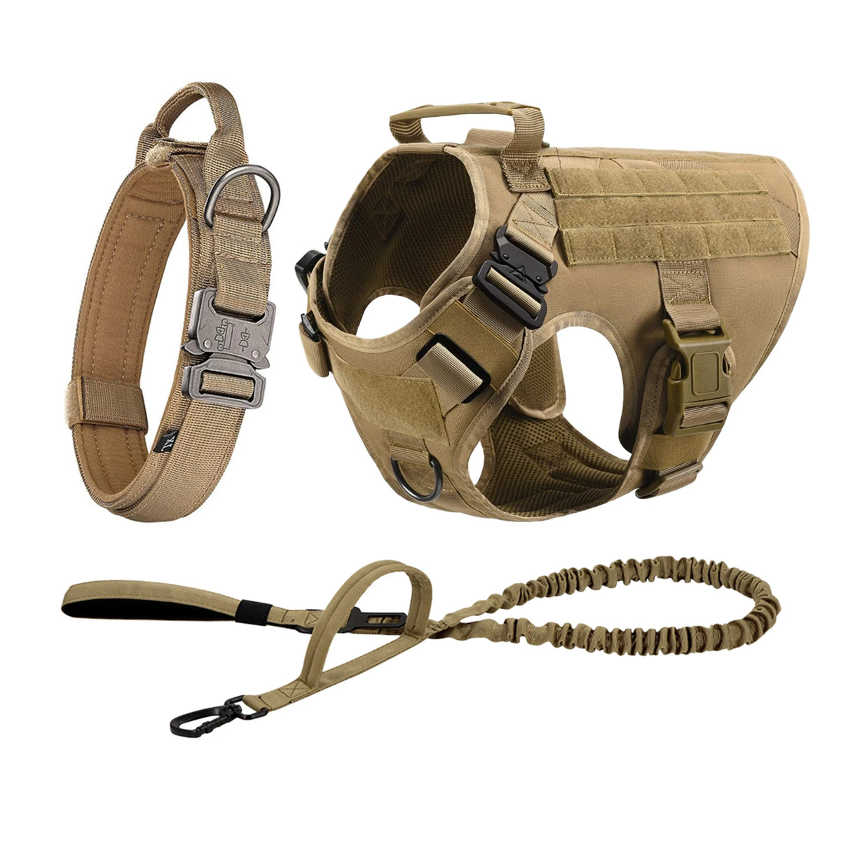 Tactical Dog Harness With Molle Pouches And Padded Nylon Vest