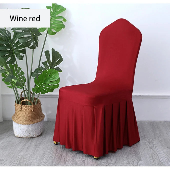 50/100pcs White Chair Cover Pleated skirt Spandex Seat Protector Covers for Hotel Banquet Party Events Wedding Decoration
