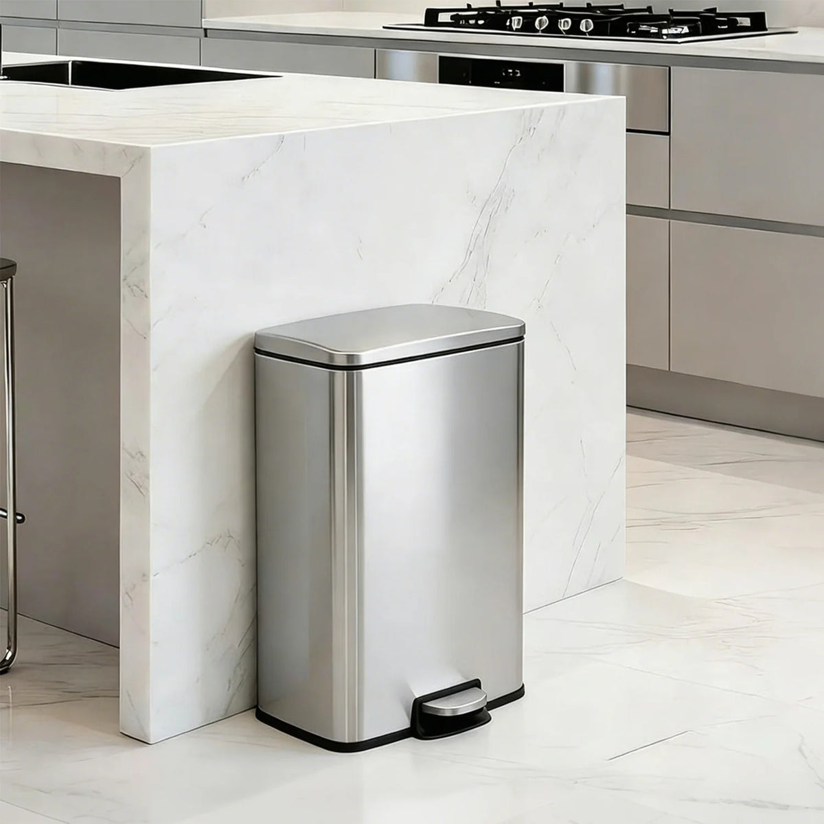 HiMISS Fingerprint Proof Stainless Steel Pedal Trash Bin