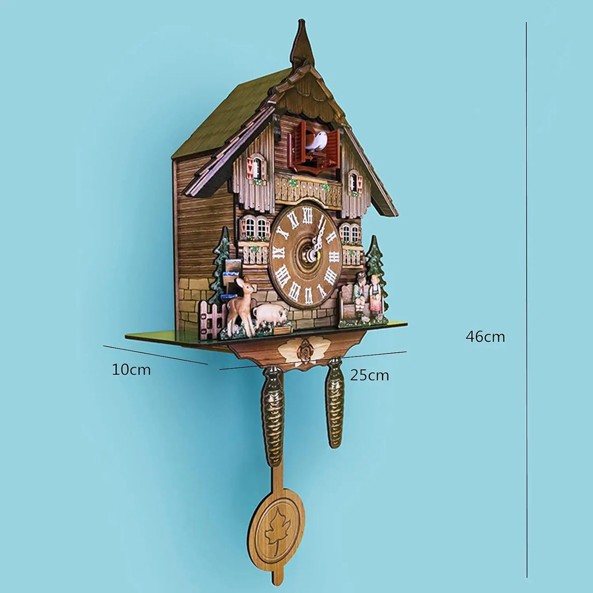 Traditional Northern European Cuckoo Wall Clock With Decorative Alarm