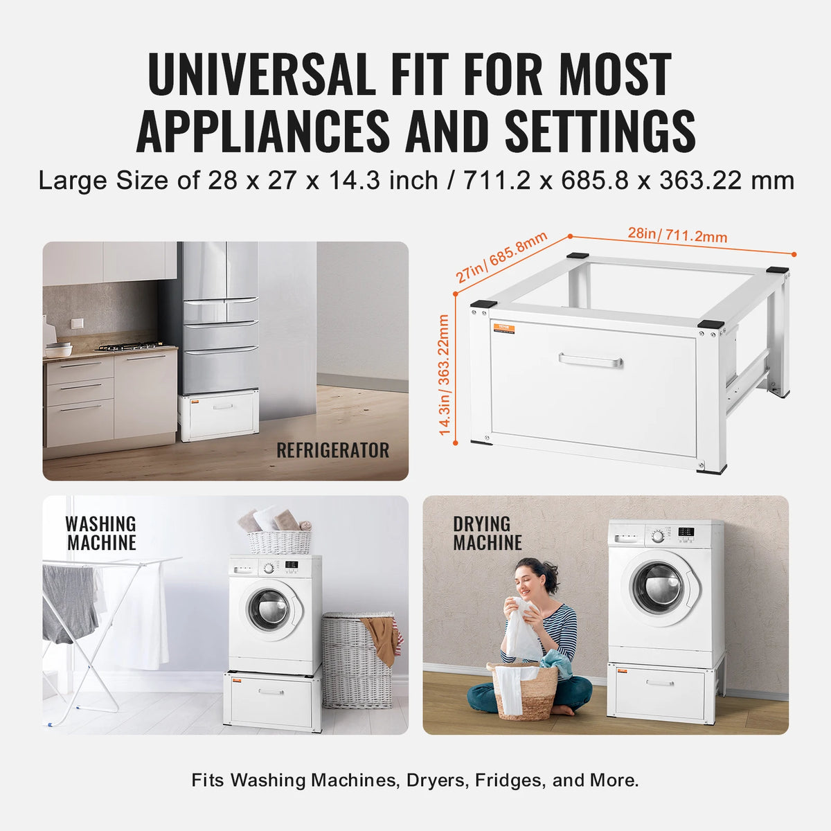 SucceBuy Laundry Pedestal For Washer And Dryer With Storage Drawer