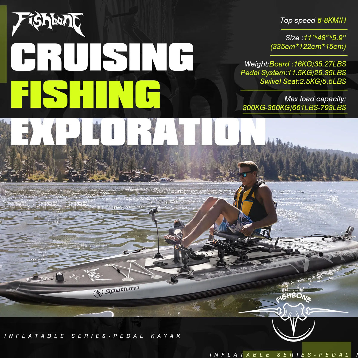 Spatium Pedal Drive Fishing Kayak Sit On Top Durable Craft