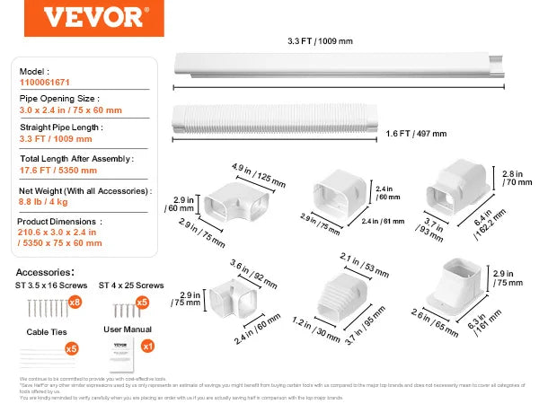 Vevor Decorative PVC Mini Split Line Cover For Air Conditioners