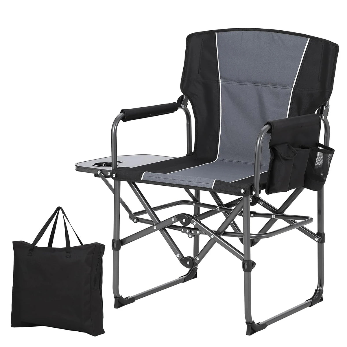 HiMiss Padded Folding Camping Chair For Adults With Tray