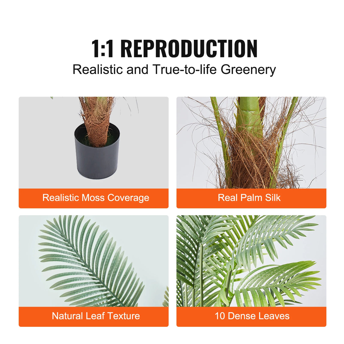 Elegant Artificial Palm Tree With Stable Base And Faux Greenery