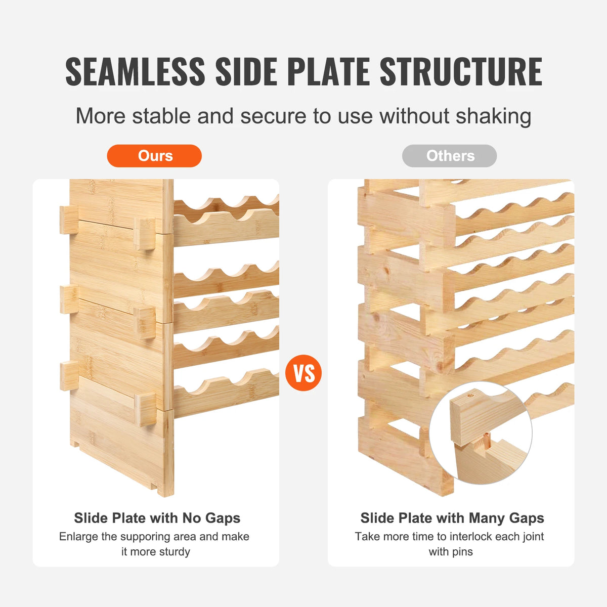 SucceBuy Stackable Modular Free Standing Bamboo Wine Rack