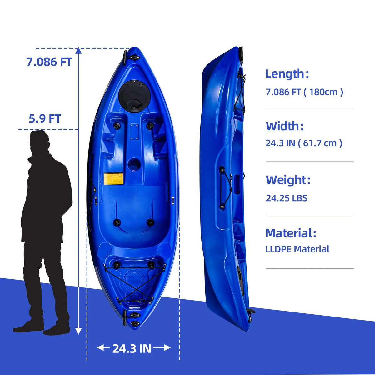Sit On Top Recreational Fishing Kayak With Stable Hull Design
