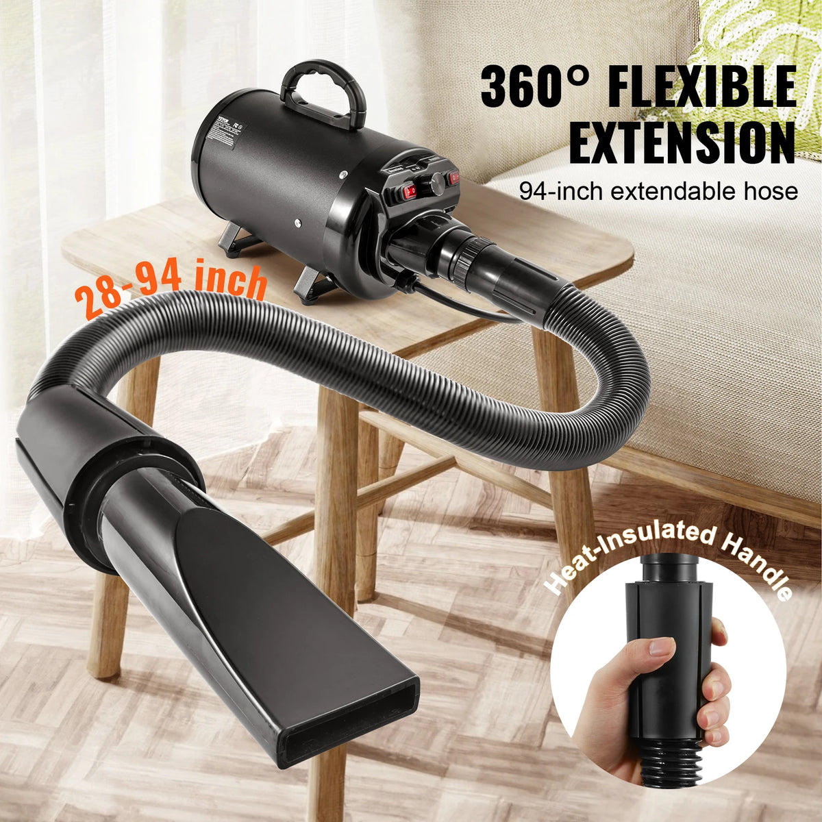 SucceBuy Powerful Dog Blow Dryer With Four Nozzles And Hose
