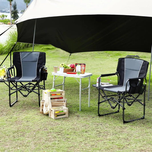 HiMiss Padded Folding Camping Chair For Adults With Tray
