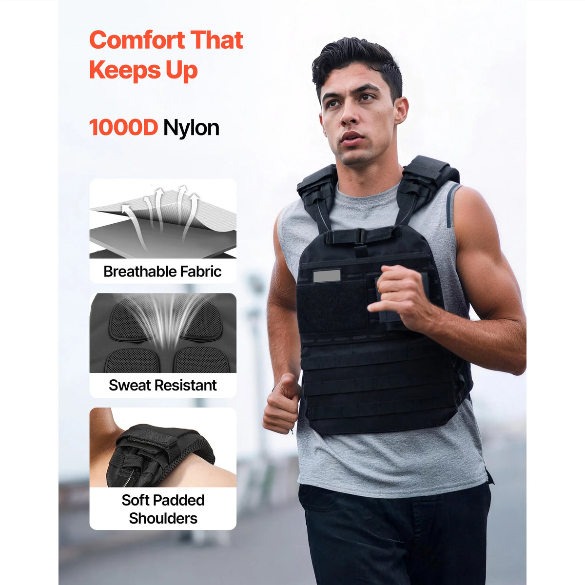 SucceBuy Adjustable Weighted Vest With Padded Shoulders For Strength Training