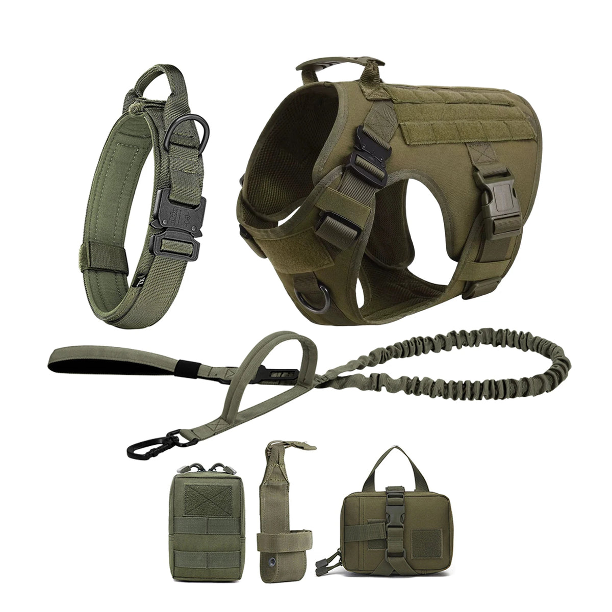 Tactical Dog Harness With Molle Pouches And Padded Nylon Vest