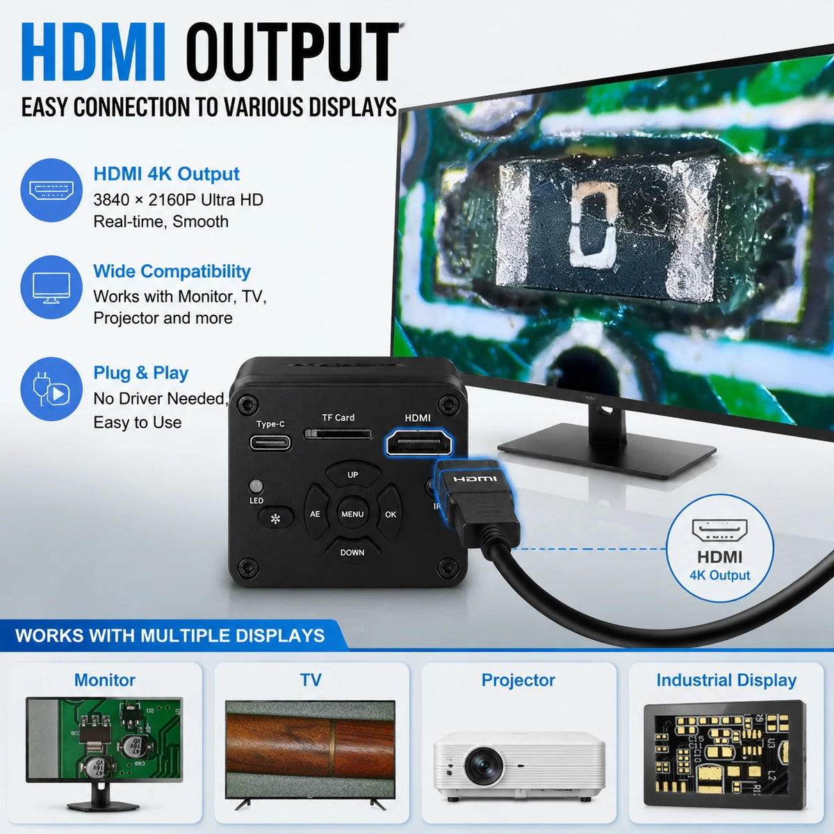 KuaiQu Pro 4K Digital Microscope 150X For PCB Repair