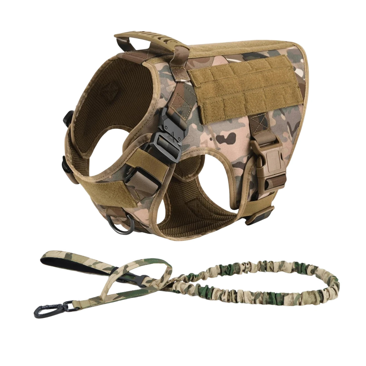 Tactical Dog Harness With Molle Pouches And Padded Nylon Vest