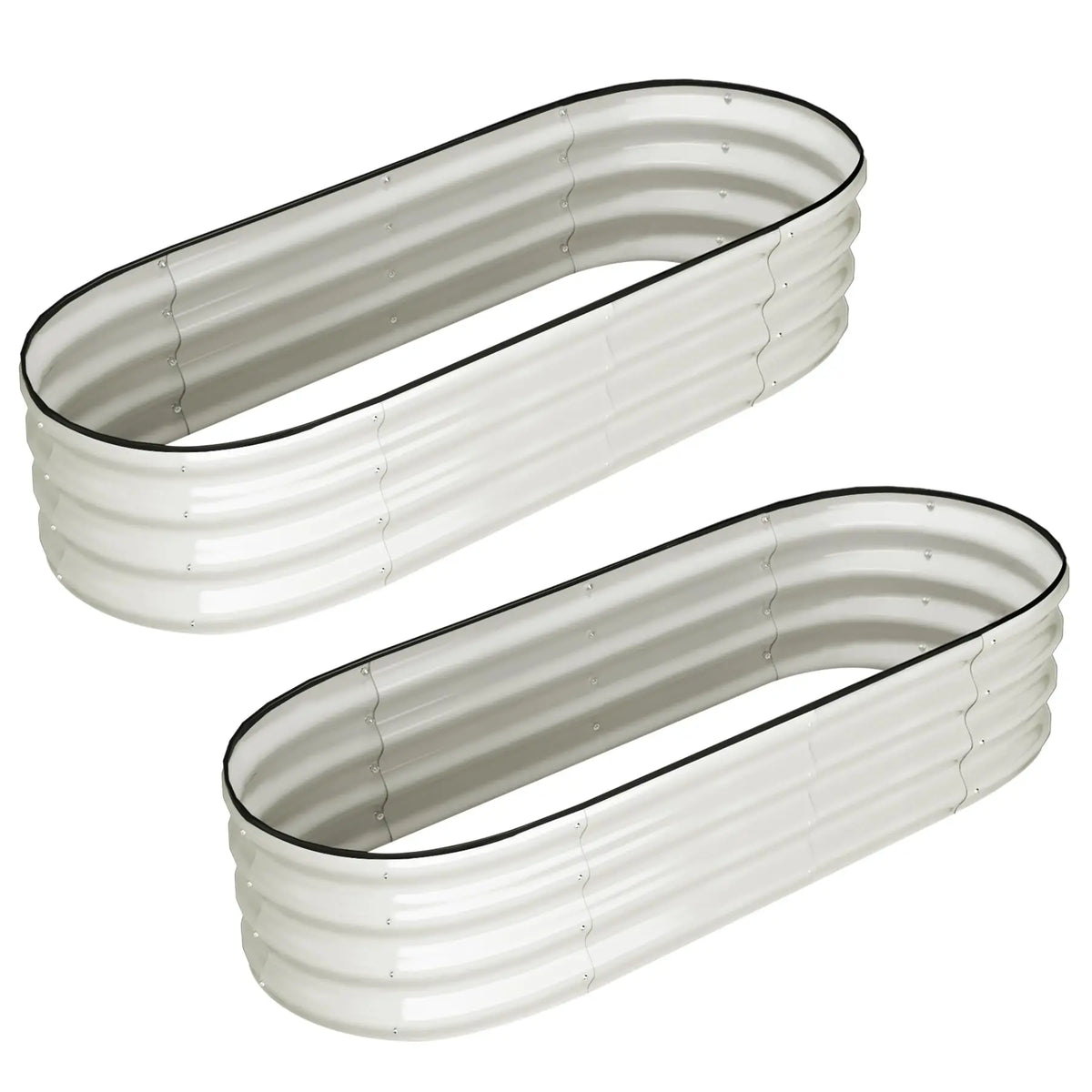HiMISS Oval Galvanized Metal Raised Garden Bed Planter Box