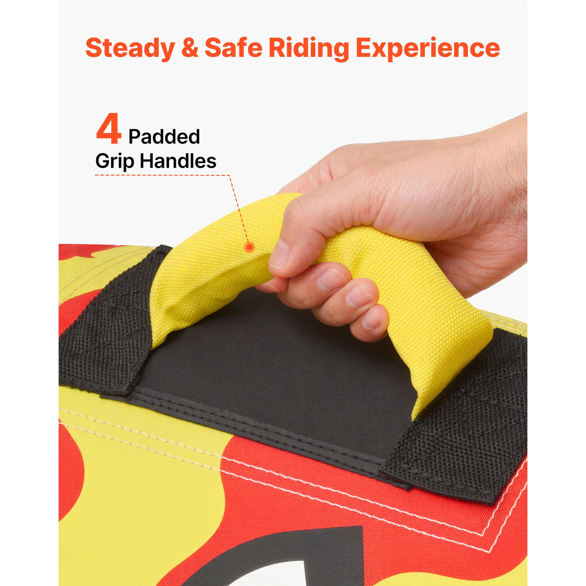 SucceBuy 2 3 Rider Inflatable Towable Boat Tube Padded Handles