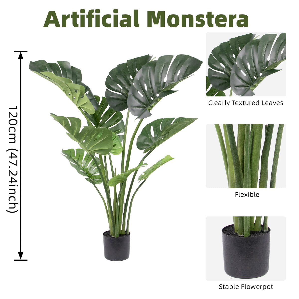 Artificial Monstera Deliciosa Faux Tropical Palm Tree for Home Decor