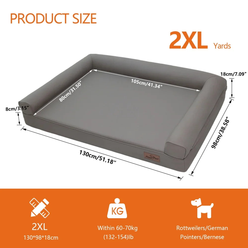 Borwart Orthopedic Dog Bed with Bolster and Removable Cover