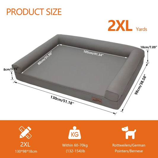 Borwart Orthopedic Dog Bed with Bolster and Removable Cover