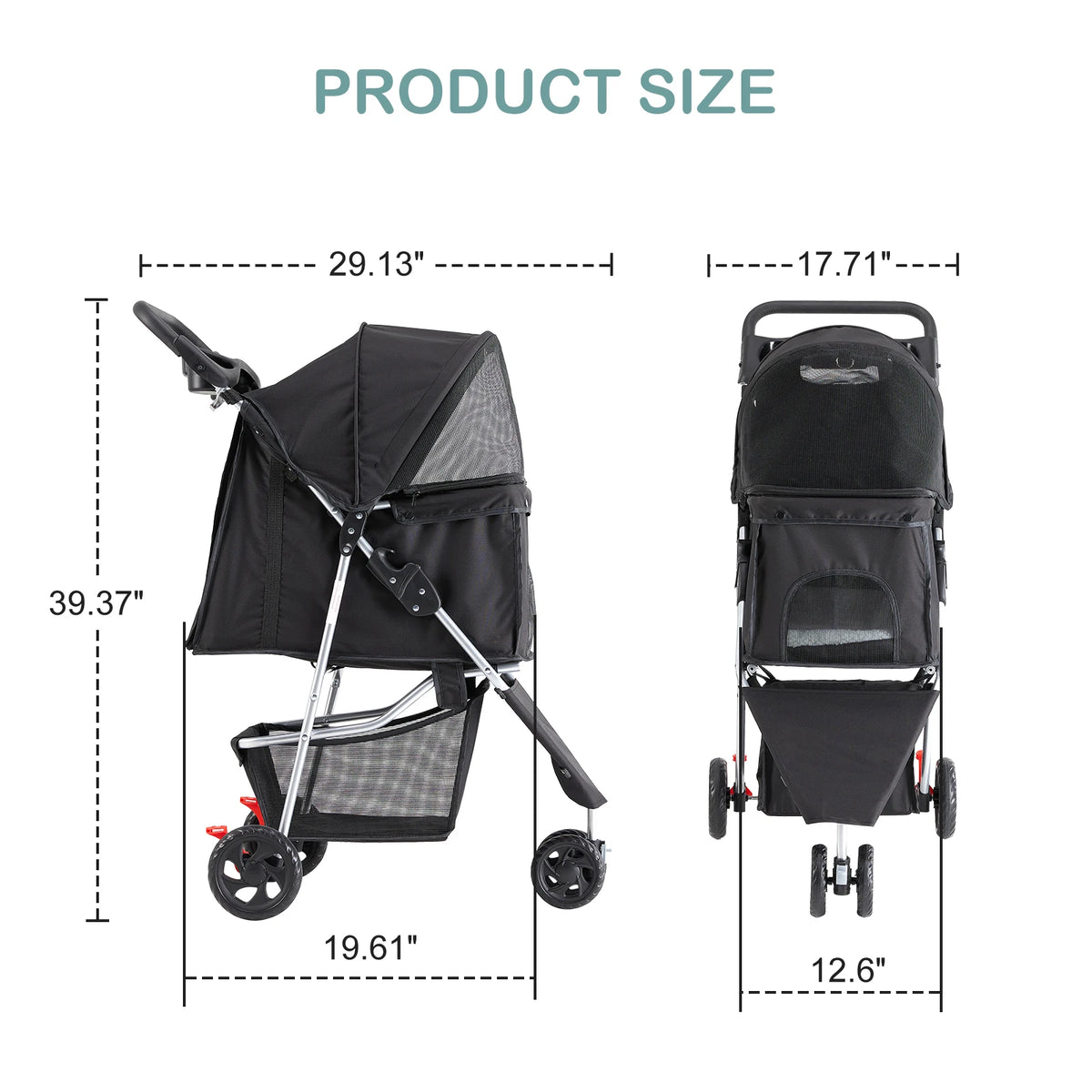 Premium Foldable Pet Stroller With Smooth Ride For Small Pets