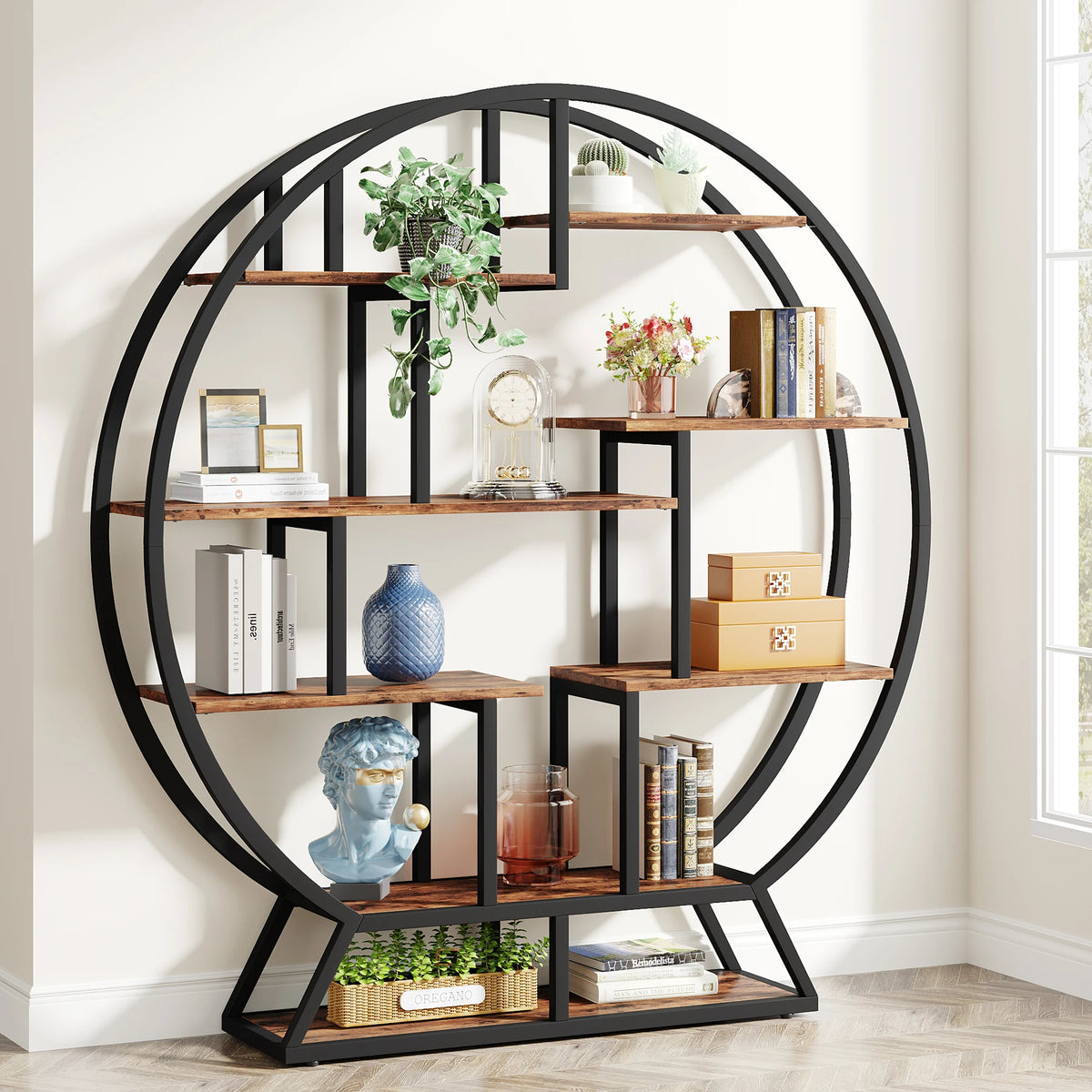 Tribesigns Industrial Bookshelf With Staggered Shelves For Modern Homes