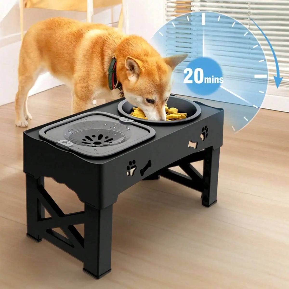 Sturdy Raised Dog Bowl Stand Adjustable Anti Slip For Pets