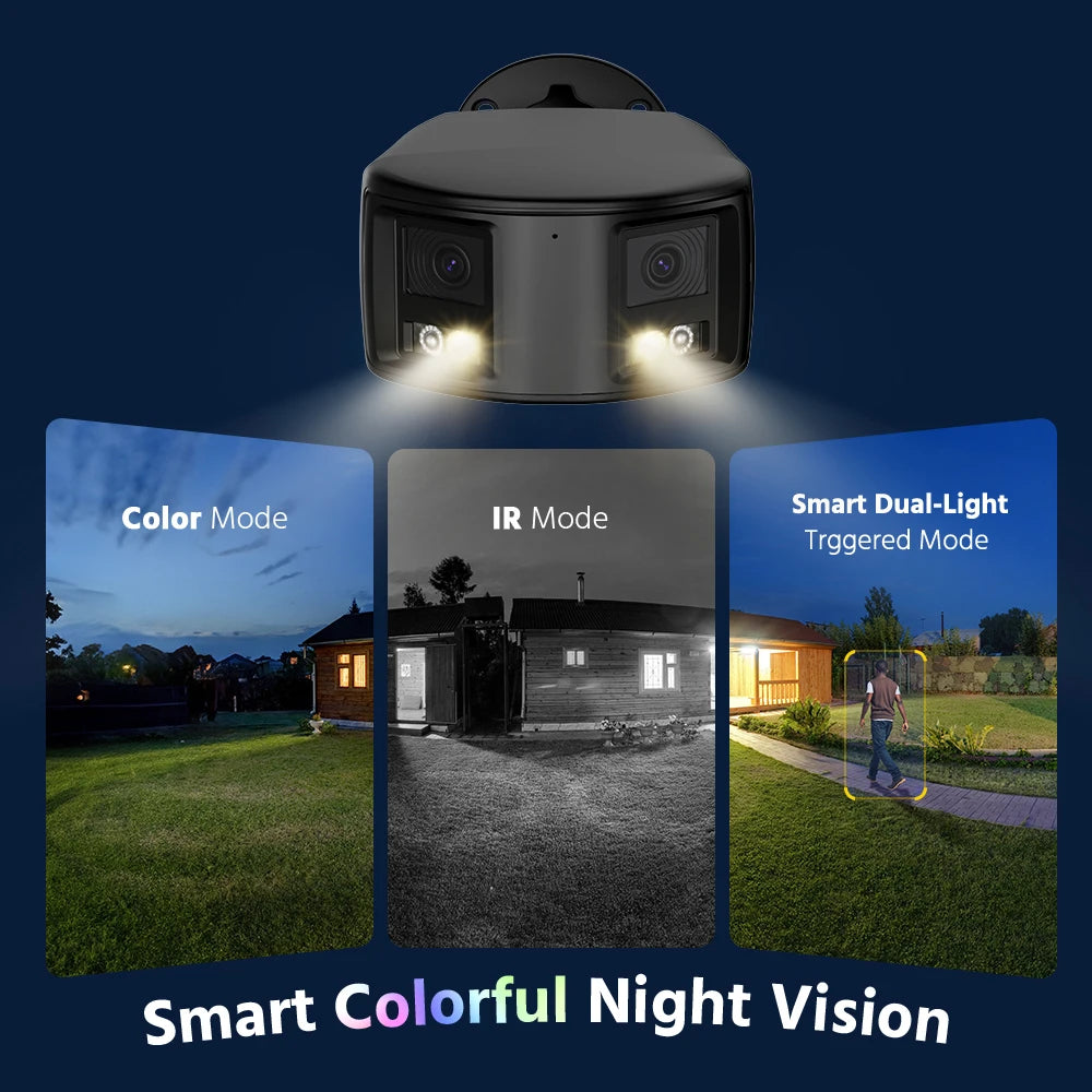 ANNKE 4K 8MP 180° Dual Lens security camera IP67 1/2 PCS Color Night Vision & Active Deterrence, Two-Way Audio black cameras for home security