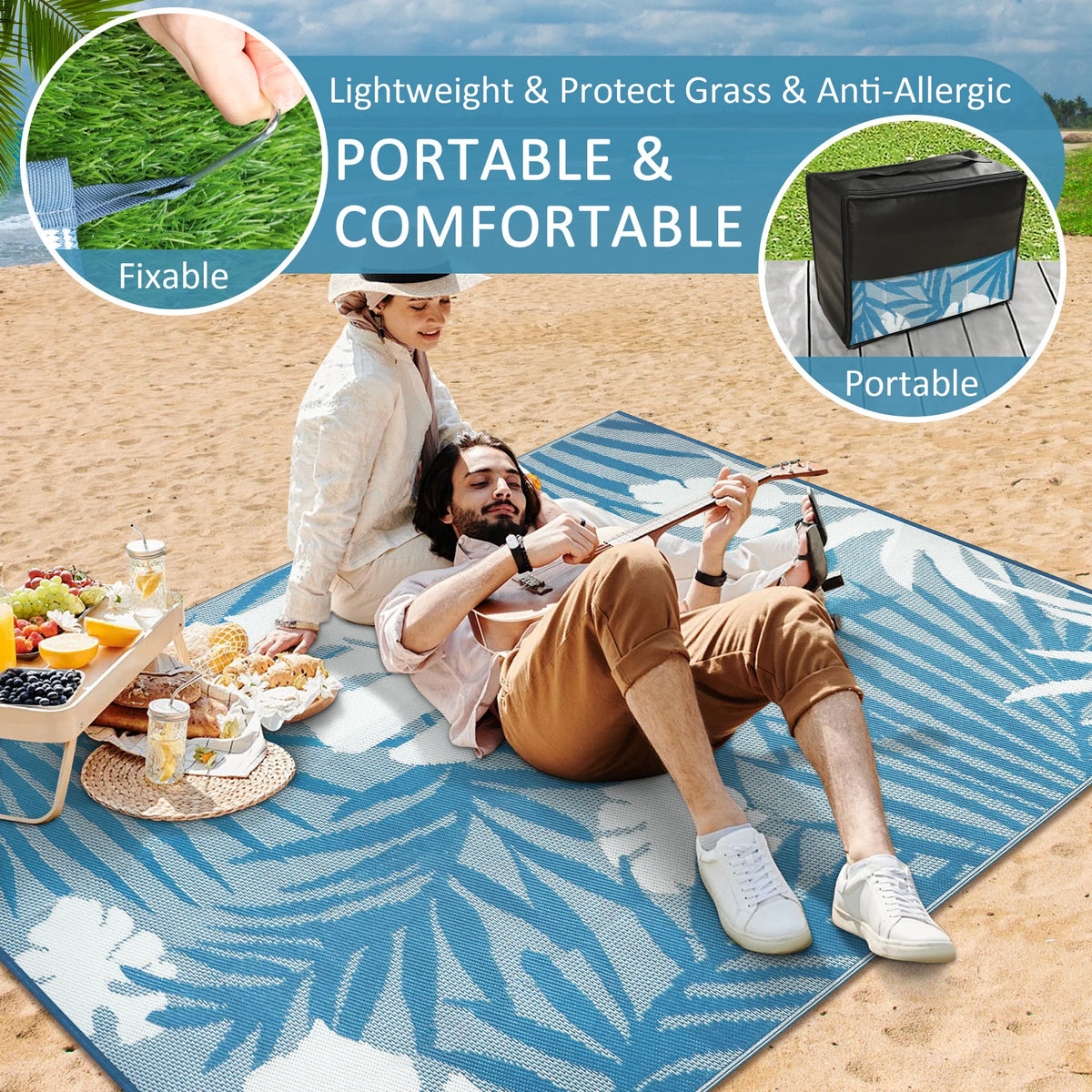 Waterproof Recycled Plastic Straw Outdoor Indoor Area Rug