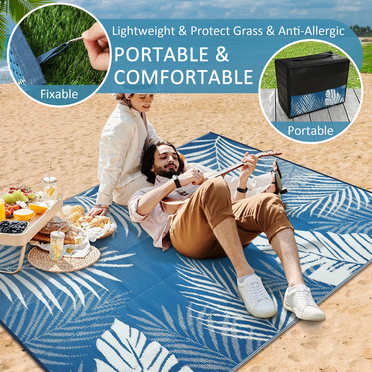 Waterproof Recycled Plastic Straw Outdoor Indoor Area Rug