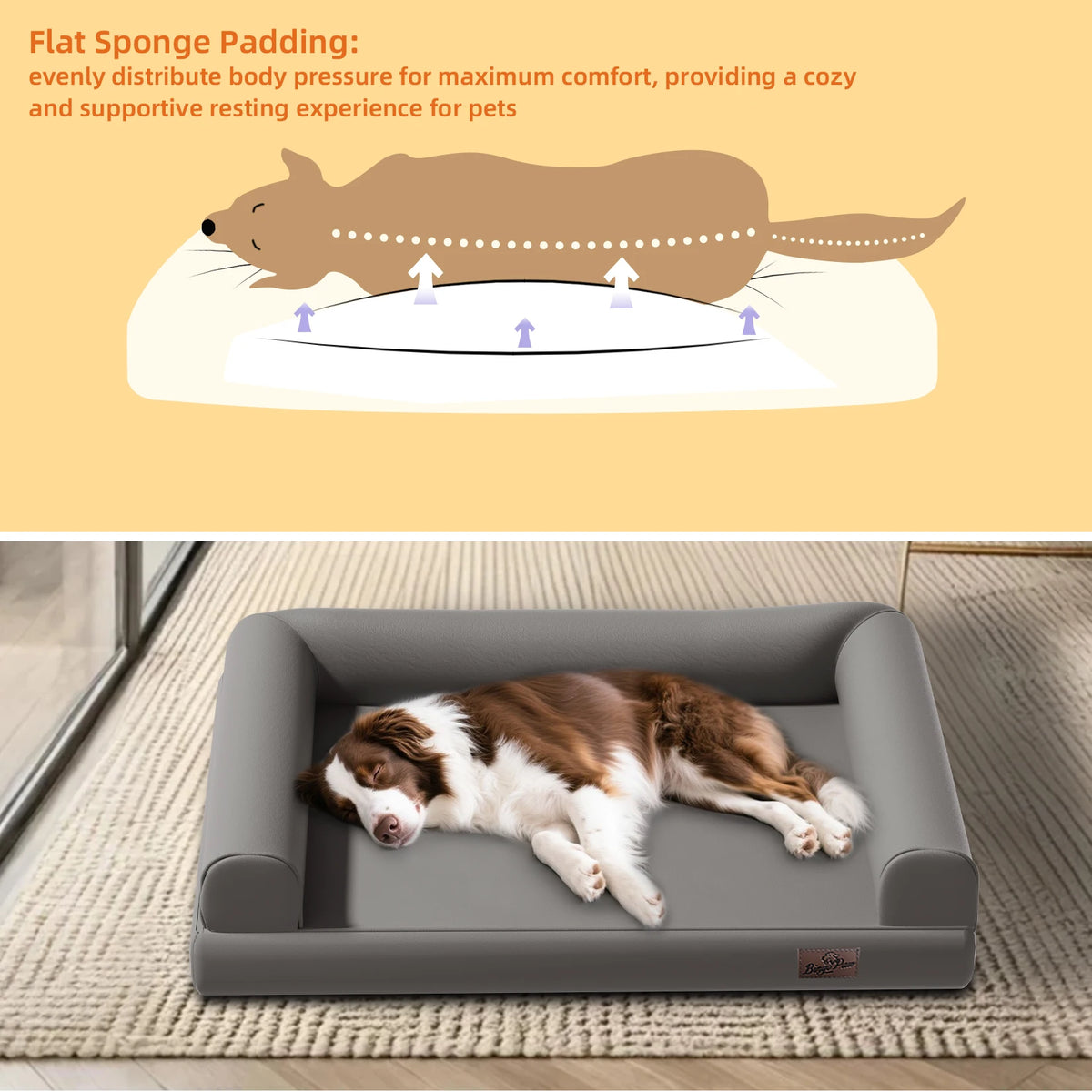 Borwart Orthopedic Dog Bed with Bolster and Removable Cover