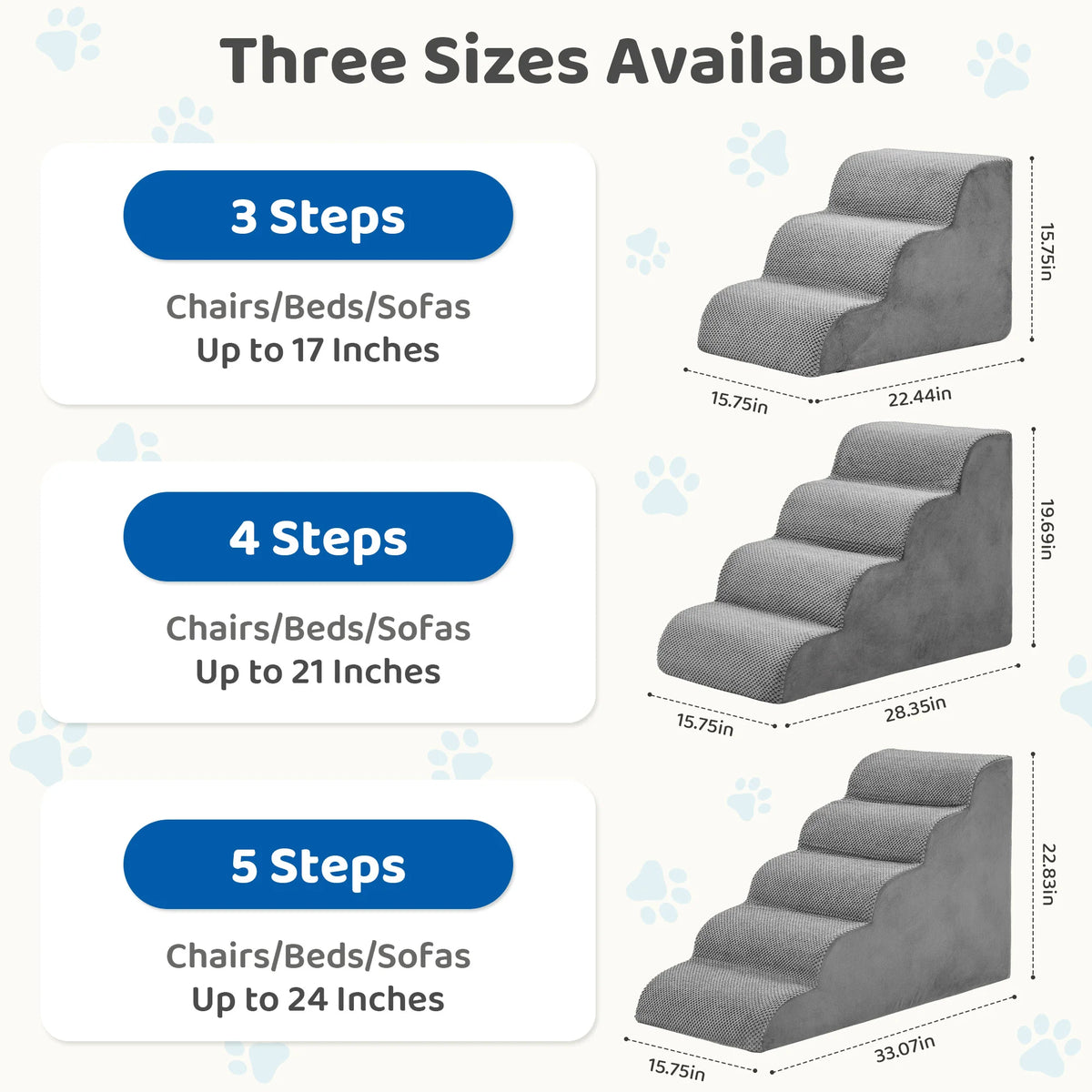 Premium Curved Dog Stairs High Density Foam Small Pet Steps