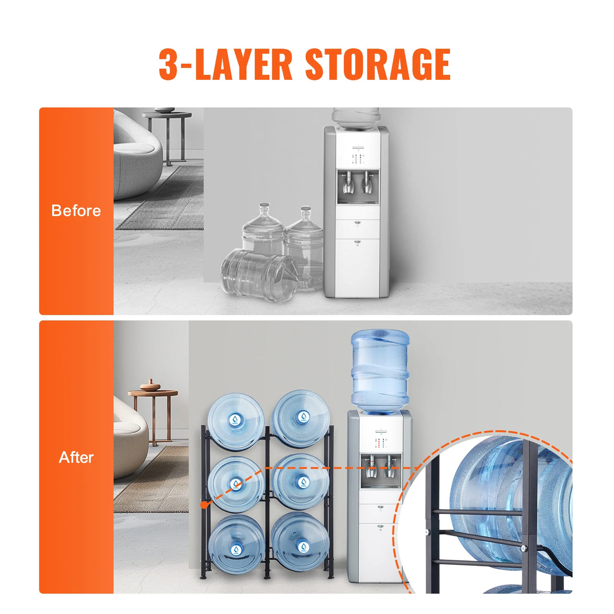 SucceBuy Durable Metal Water Bottle Holder Rack Home Office