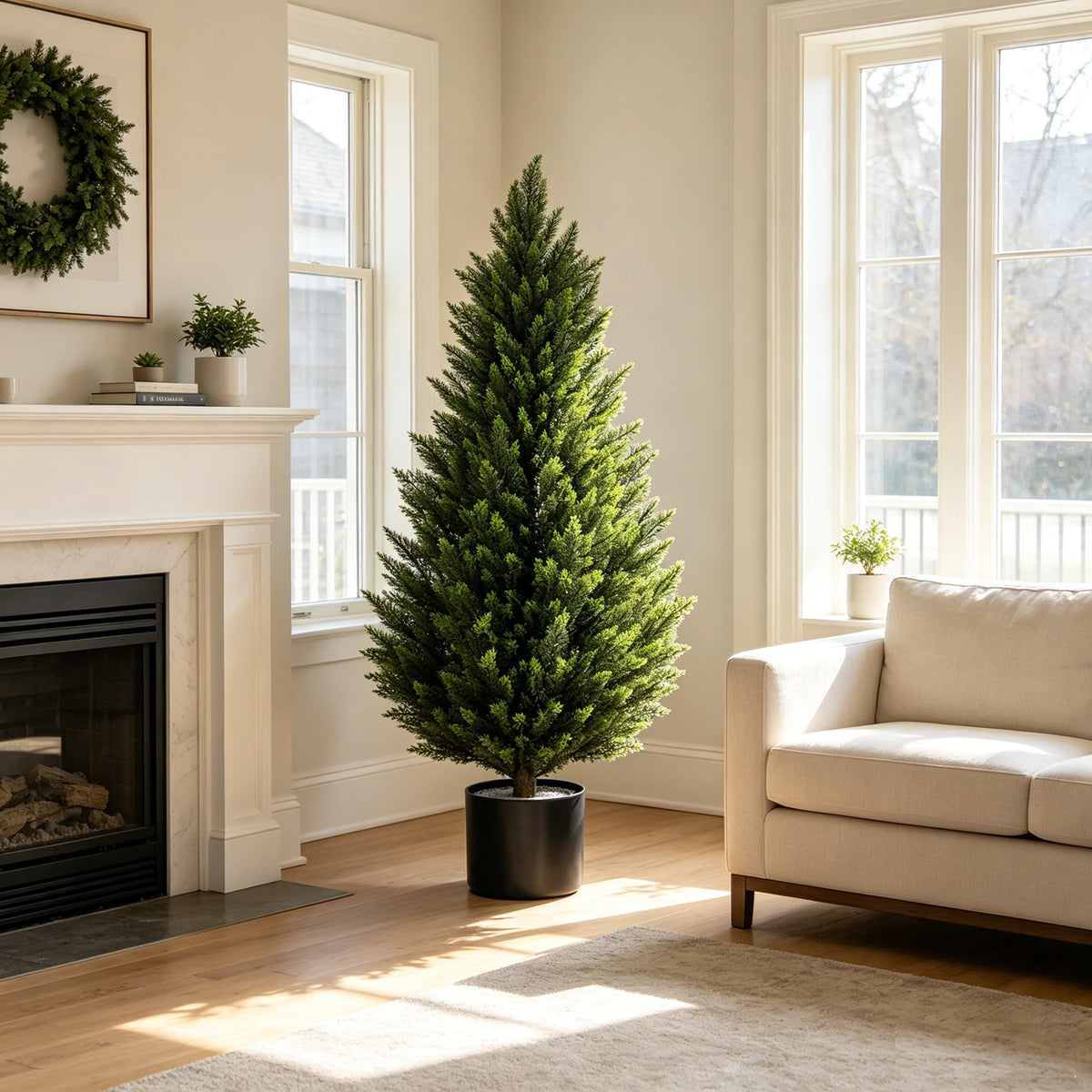 Olitree Artificial Cedar Topiary Tree Faux Evergreen Plant Decor