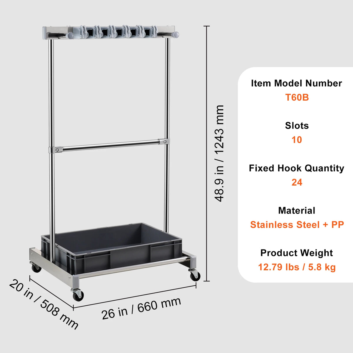 SucceBuy Heavy Duty Garden Tool Organizer With Wheels Garage Rack