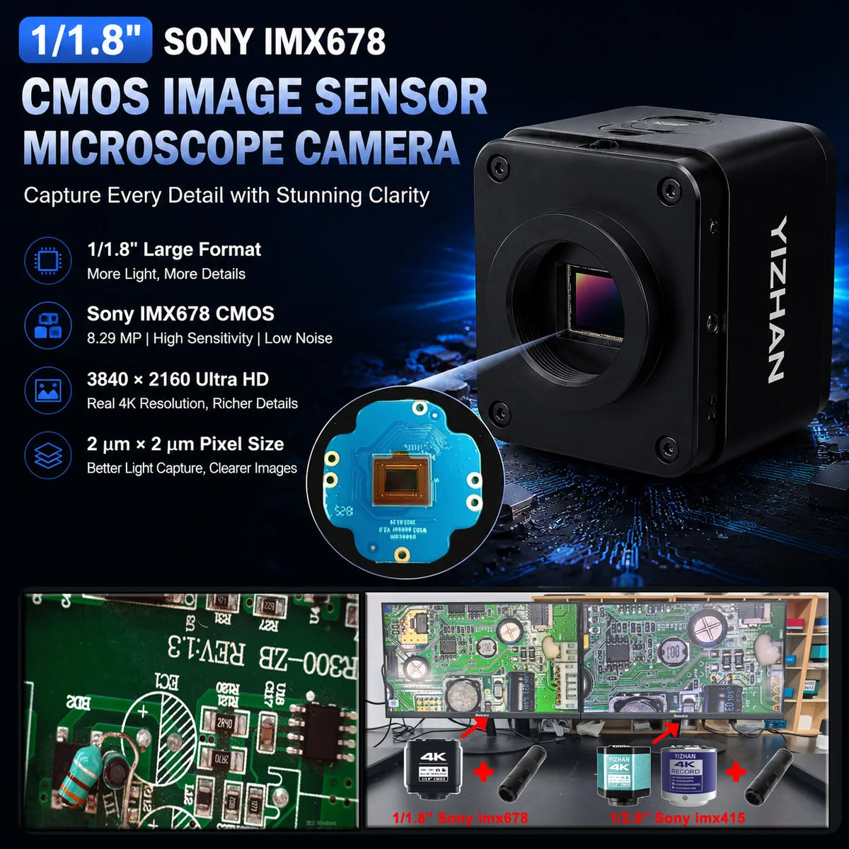 KuaiQu Pro 4K Digital Microscope 150X For PCB Repair