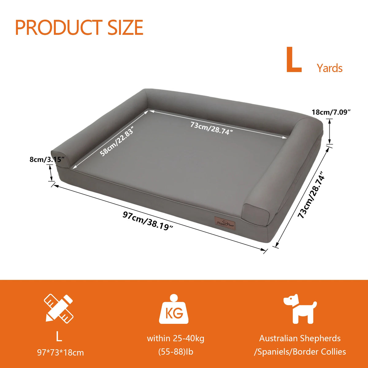 Borwart Orthopedic Dog Bed with Bolster and Removable Cover