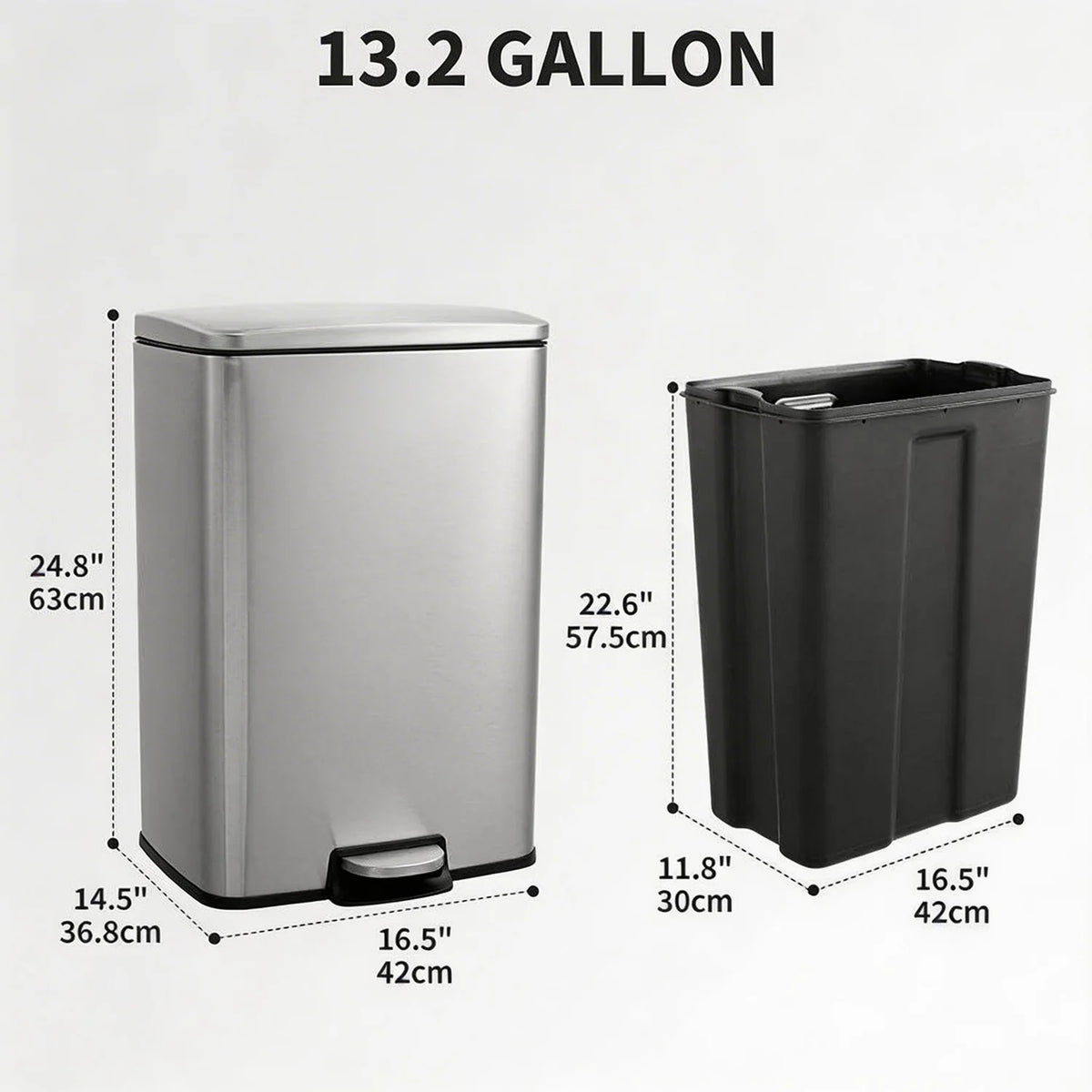 HiMISS Fingerprint Proof Stainless Steel Pedal Trash Bin