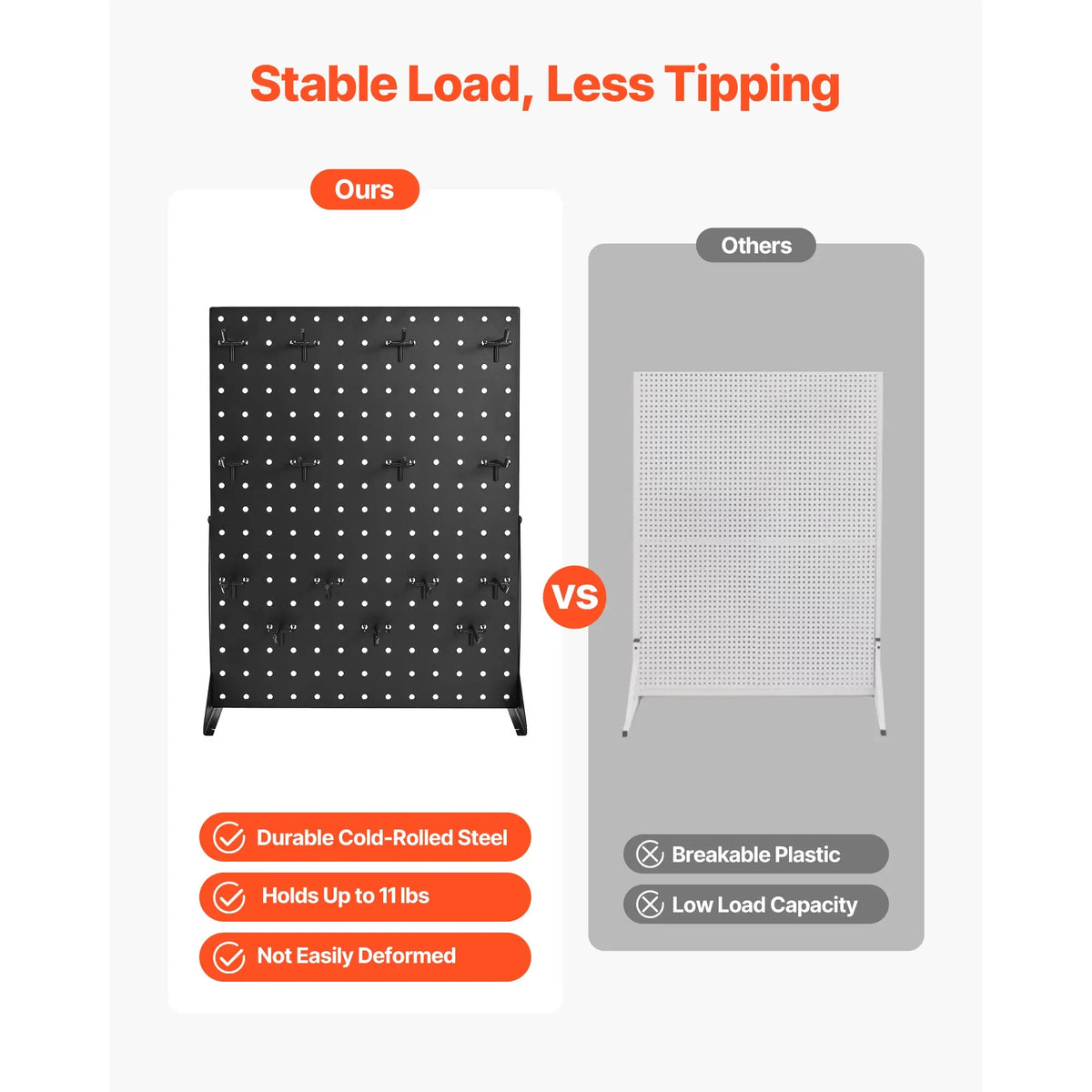 SucceBuy 1/2Sets Pegboard Display Stand 17x13in Tabletop Steel Peg Board Panel with 15 Hooks for Grocery Retail Jewelry Store