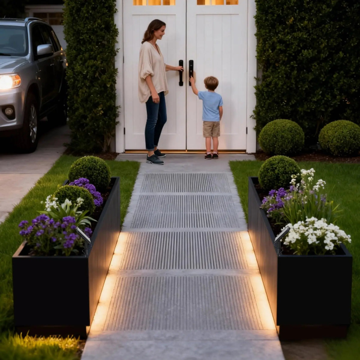 HiMISS LED Metal Planter Box With Light Strip And Drainage