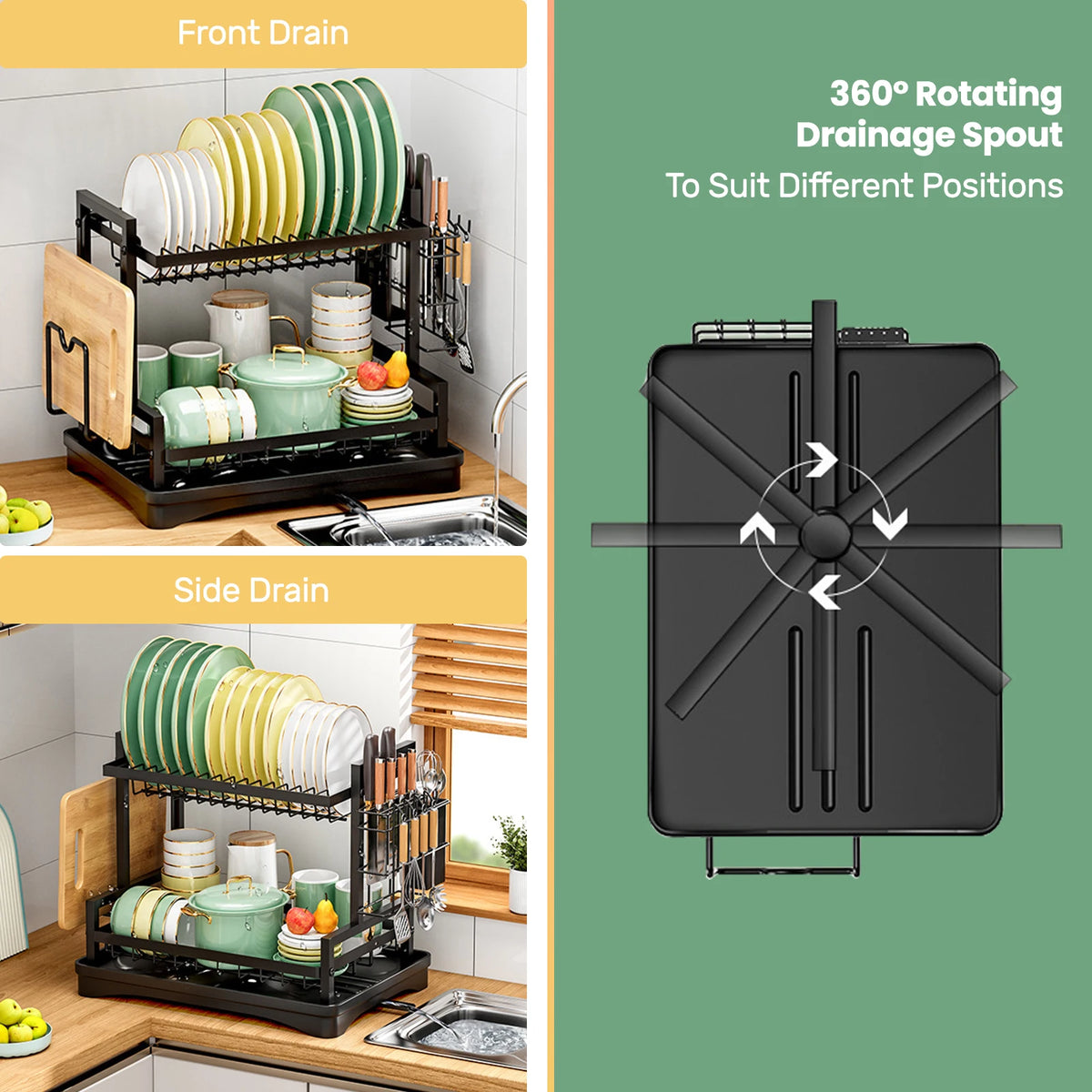 Heavy Duty Home Dish Drainer Rack With Rustproof Drip Tray