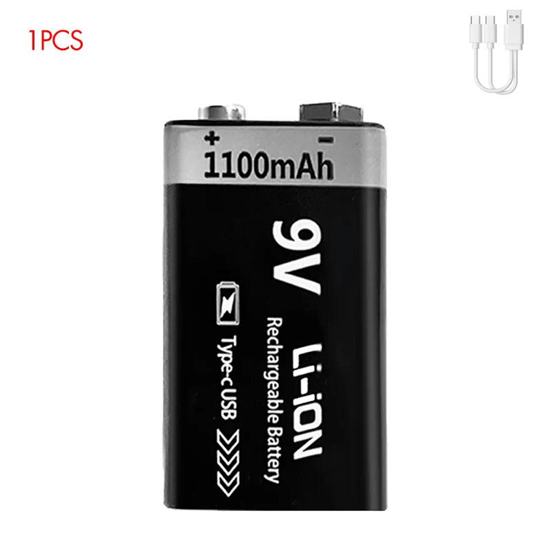 Kuugro 9V Rechargeable Battery 1100mAh Type C For RC Toys